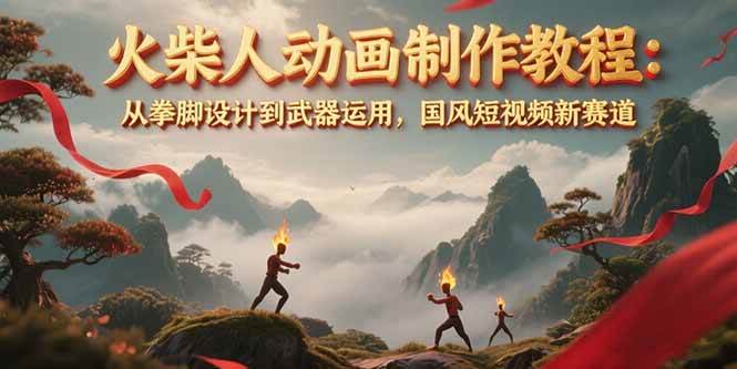 火柴人动画制作教程：从拳脚设计到武器运用，国风短视频新赛道-hl998