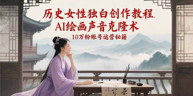 历史女性独白创作教程，AI绘画声音克隆术，10万粉账号运营秘籍-hl998