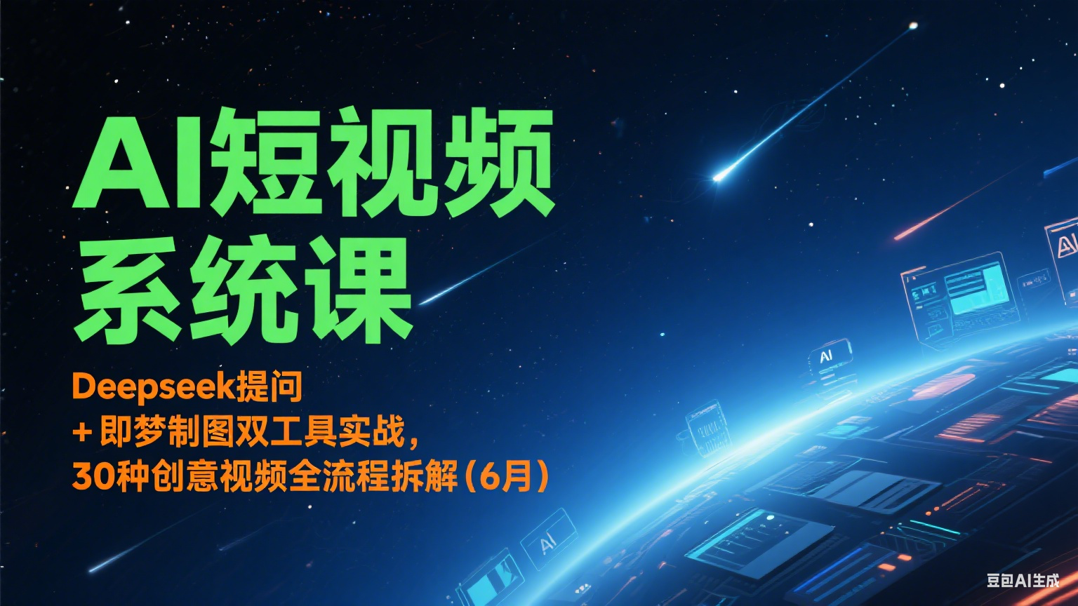 AI短视频系统课：Deepseek提问 + 即梦制图双工具实战，30种创意视频全流程拆解(6月)-hl998