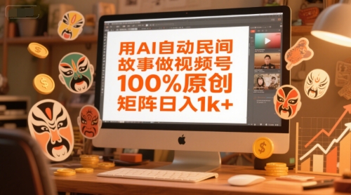 用AI自动民间故事做视频号，100%原创，矩阵日入1k+-hl998