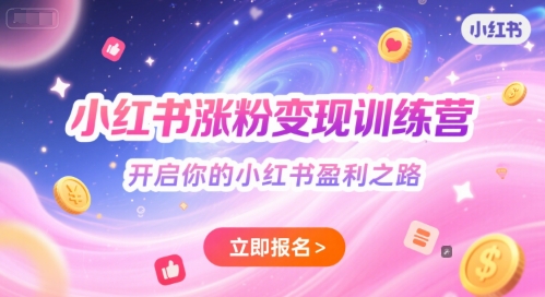 小红书涨粉变现训练营，开启你的小红书盈利之路-hl998