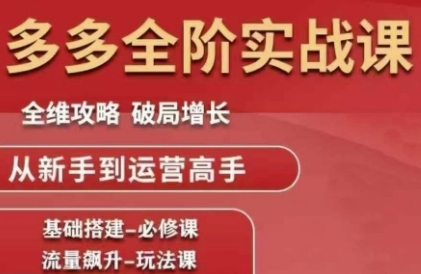 拼多多全阶实战课程，全维攻略，破局增长，从新手到运营高手-hl998
