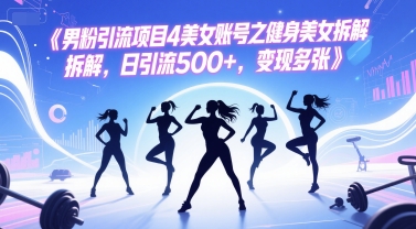 男粉引流项目4美女账号之健身美女拆解，日引流500+，变现多张-hl998