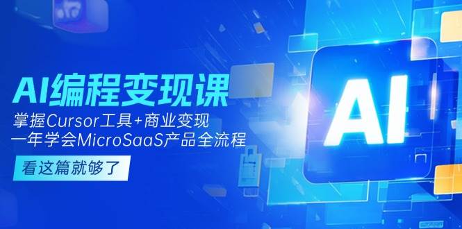AI编程变现课：掌握Cursor工具+商业变现，一年学会MicroSaaS产品全流程-hl998