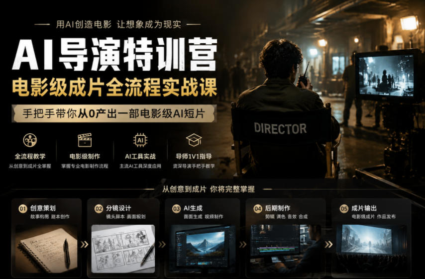 AI导演特训营，电影级成片全流程实战课，手把手带你从0产出一部电影级AI短片-hl998