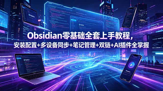 Obsidian零基础全套上手教程，安装配置+多设备同步+笔记管理+双链+AI插件全掌握-hl998