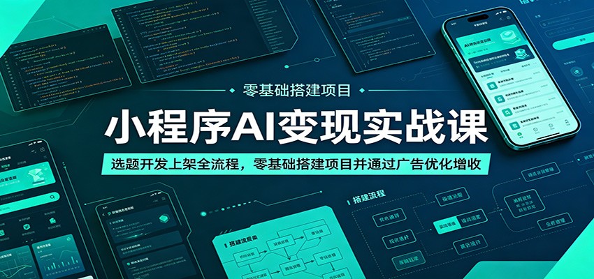 小程序AI变现实战课：选题开发上架全流程，零基础搭建项目并通过广告优化增收-hl998