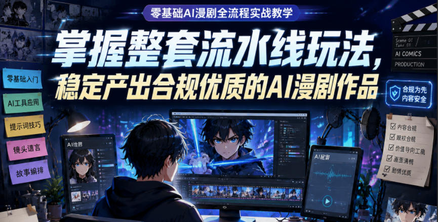 零基础AI漫剧全流程实战教学，掌握整套流水线玩法，稳定产出合规优质的AI漫剧作品-hl998