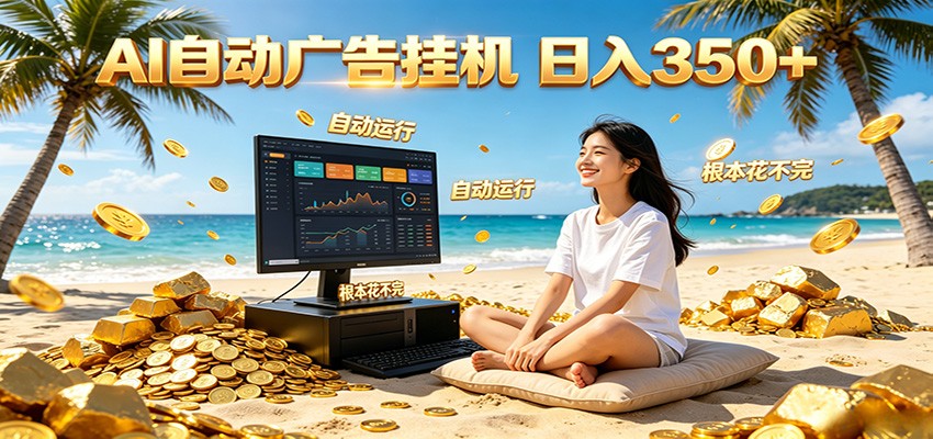 AI自动广告挂机 日入350+ 真正做到躺赚式变现，根本花不完！-hl998
