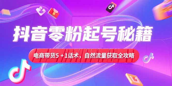 抖音零粉起号秘籍，电商带货5+1话术，自然流量获取实操流程-hl998