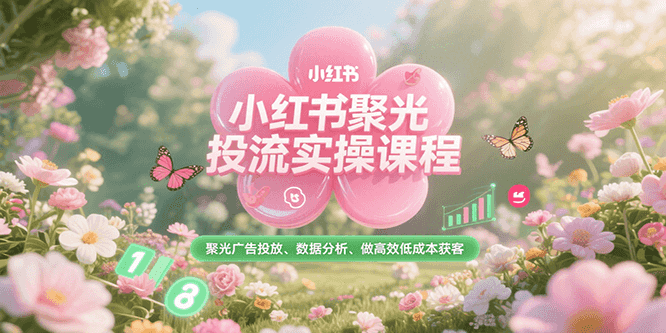 小红书聚光投流实操课程，聚光广告投放、数据分析、做高效低成本获客-hl998