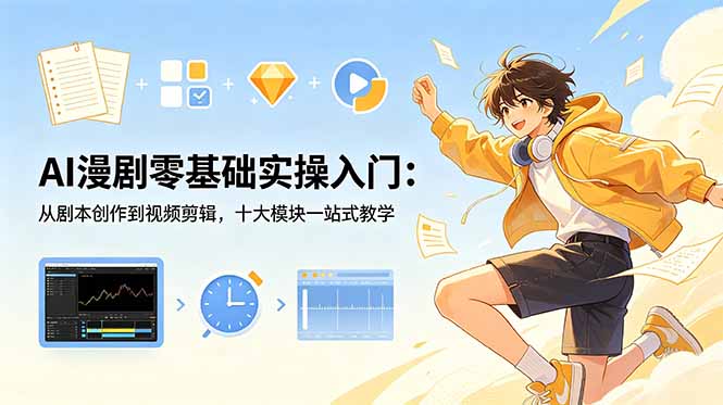 AI漫剧零基础实操入门：从剧本创作到视频剪辑，十大模块一站式教学-hl998