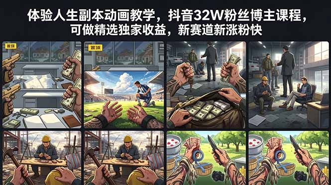 体验人生副本动画教学， 抖音32W粉丝博主课程，可做精选独家收益，新赛道新涨粉快-hl998