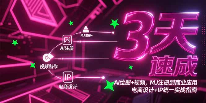 3天速成AI绘图+视频，MJ注册到商业应用，电商设计+IP统一实战指南-hl998