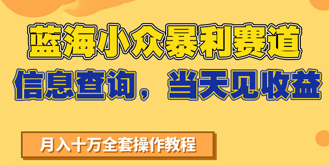 蓝海小众暴利赛道，信息查询，当天见收益，不讲玄学，7天搞了2万+-hl998