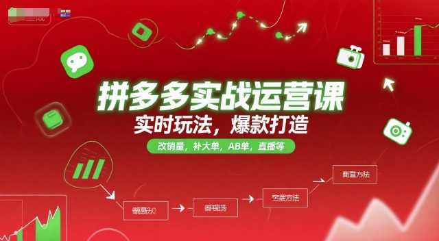 拼多多实战运营课，实时玩法，爆款打造，改销量，补大单，AB单，直播等(更新2025月)-hl998