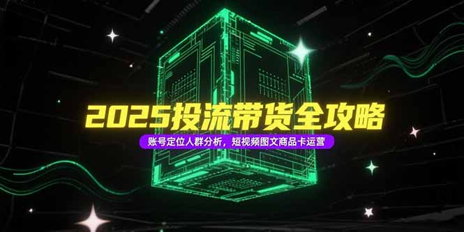 2025投流带货全攻略，账号定位人群分析，短视频图文商品卡运营-hl998