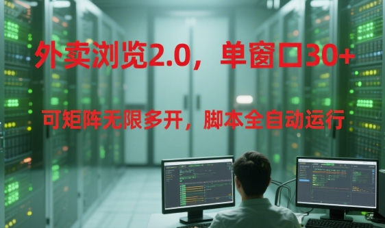 外卖浏览2.0，单窗口30+可矩阵无限多开，脚本全自动运行【揭秘】-hl998