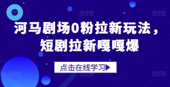 河马剧场0粉拉新玩法，短剧拉新嘎嘎爆-hl998