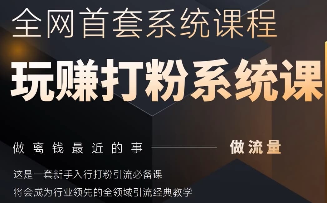 2025行业首套全网全域打粉系统神课，做流量做离钱最近的事，一套新手入行打粉引流必备课-hl998