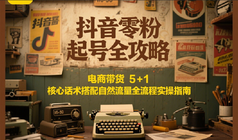 抖音零粉起号全攻略：电商带货 5+1 核心话术搭配自然流量全流程实操指南-hl998