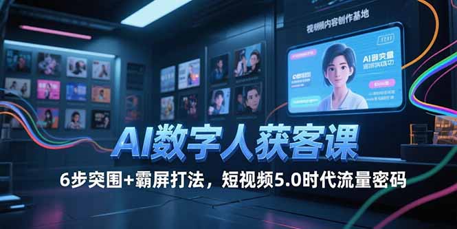 AI数字人获客课，6步突围+霸屏打法，短视频5.0时代流量密码-hl998