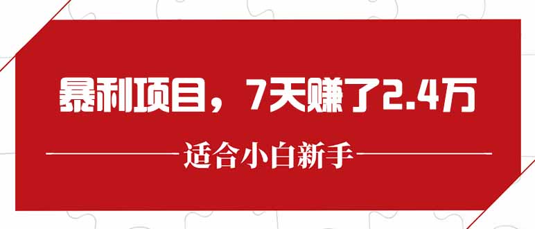 最新暴利项目，每单收益轻松在300以上，7天赚了2.4万-hl998