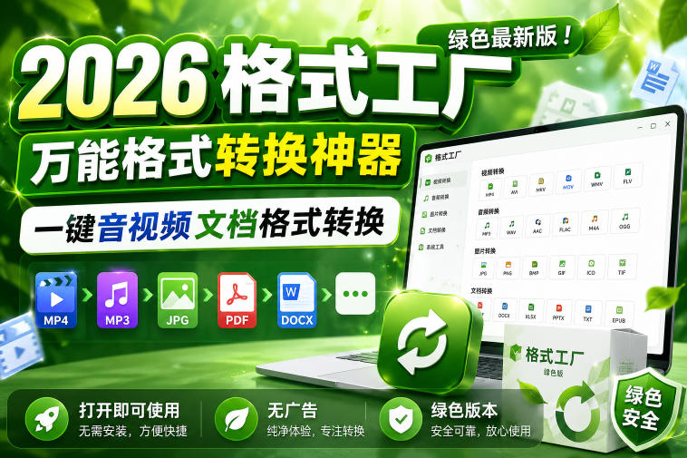 2026格式工厂绿色最新版！万能格式转换神器，一键音视频文档格式转换，打开即可使用，无广告绿色版本-hl998