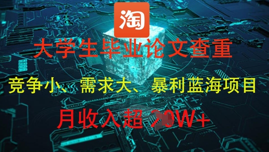 大学生毕业论文查重，暴利蓝海项目，月收入过1W+-hl998