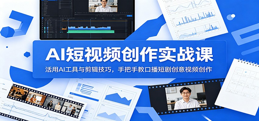 AI短视频创作实战课：活用AI工具与剪辑技巧，手把手教口播短剧创意视频创作-hl998