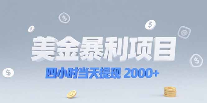 美金暴利项目，四小时当天提现 2000+机会留给会选赛道的人-hl998