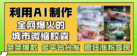 利用AI制作全网爆火的城市微缩胶囊，条条爆款， 多平台分发，疯狂涨粉变现-hl998