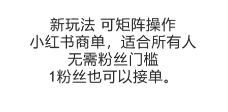 可矩阵操作，小红书商单新玩法，适合所有人，无需粉丝门槛，1粉丝也可以接单-hl998