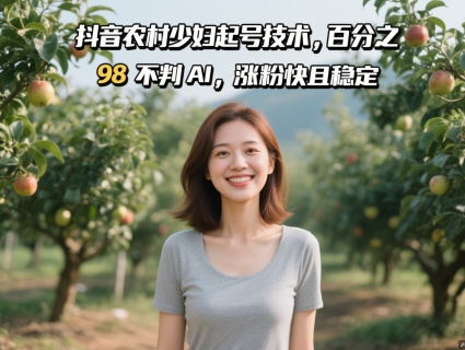 抖音农村少妇起号技术，百分之98不判AI，涨粉快且稳定-hl998