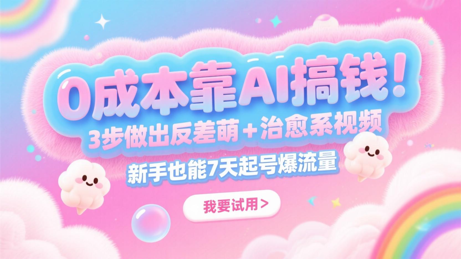 0成本靠AI搞钱！3步做出反差萌+治愈系视频，新手也能7天起号爆流量，月入5位数-hl998