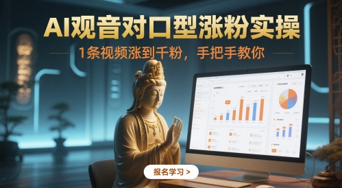 AI观音对口型涨粉实操，1条视频涨到千粉，手把手教你-hl998