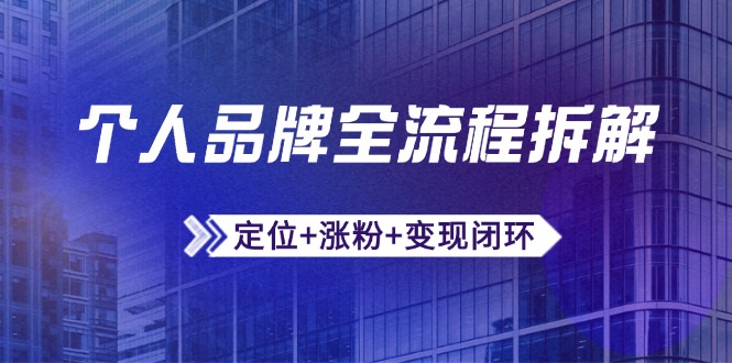 个人品牌全流程拆解：定位+涨粉+变现闭环，微信生态运营与资源整合-hl998