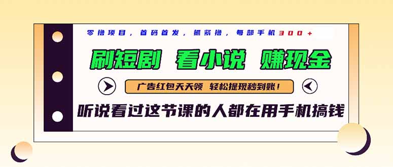 最新短剧平台，刷短剧，看小说，赚现金，一部手机日入300+-hl998