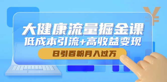 大健康流量掘金课，低成本引流+高收益变现，日引百粉月入过万-hl998