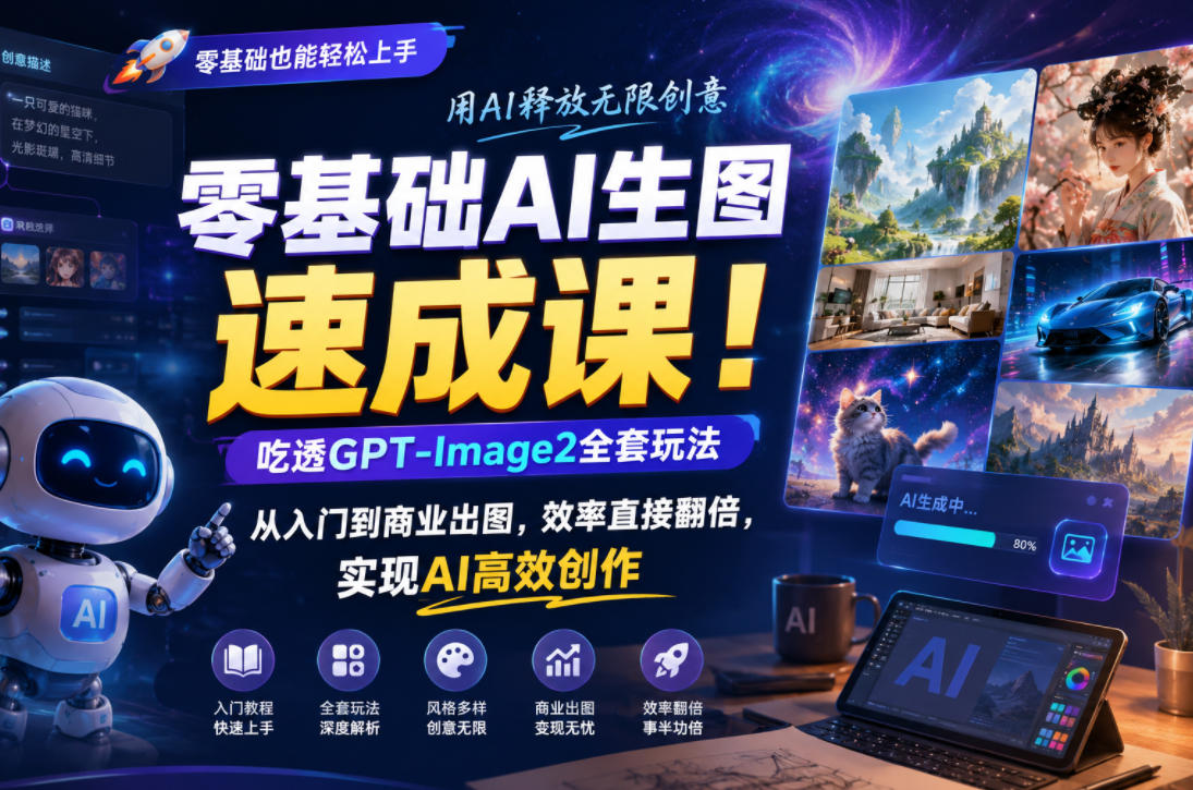 零基础AI生图速成课！吃透GPT-Image2全套玩法，从入门到商业出图，效率直接翻倍，实现AI高效创作-hl998