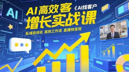 AI高效获客增长实战课，​AI找客户 私域自动化 高效工作流 直播快变现-hl998