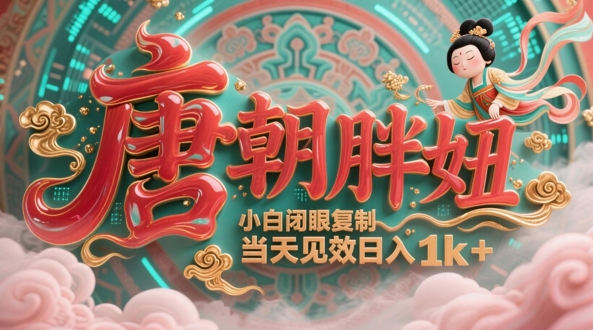 用AI克隆“唐朝胖妞”日更3条，平台疯狂推流，小白闭眼复制，当天见效，日入1k+-hl998