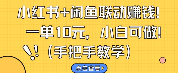 小红书+闲鱼联动挣钱，一单10元，小白可做-hl998