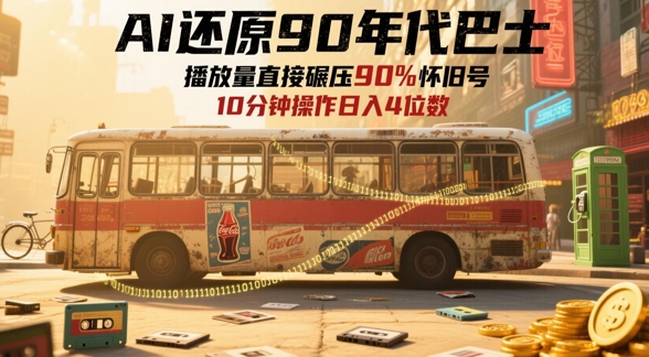 AI还原90年代巴士，一帧就让70后泪崩，播放量直接碾压90%怀旧号，每天操作十分钟，日入四位数-hl998