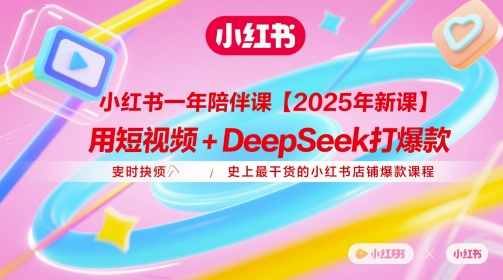 小红书一年陪伴课【2025年新课】，用短视频+deepSeek打爆款，史上最干货的小红书店铺爆款课程-hl998