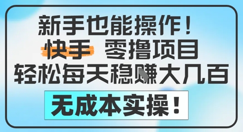 新手也能操作，快手零撸挣米，轻松每天挣2-5张，完全无成本-hl998