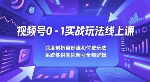 视频号0-1实战玩法线上课，深度剖析自然流和付费玩法，统性讲解视频号全部逻辑-hl998