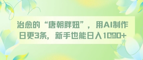 治愈的“唐朝胖妞”，用AI制作日更3条，新手也能日入多张-hl998