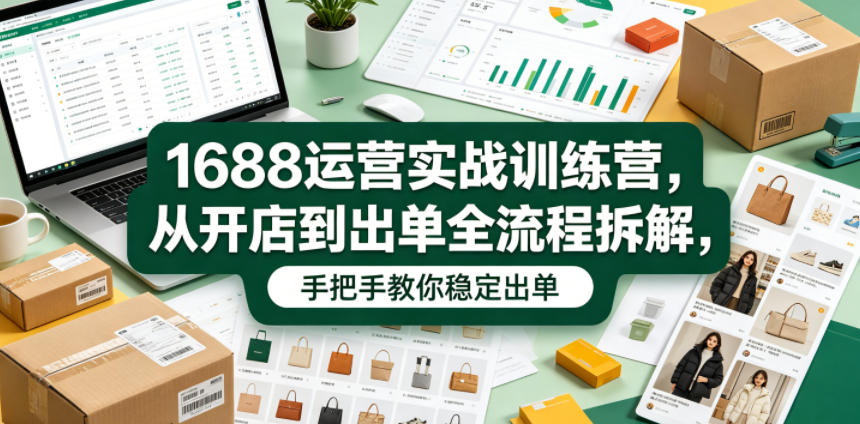 1688运营实战训练营，从开店到出单全流程拆解，手把手教你稳定出单-hl998