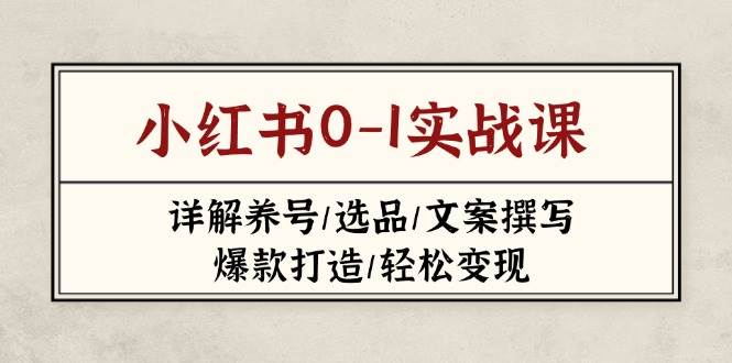 小红书0-1实战课(2023-2025)，详解养号/选品/文案撰写/爆款打造/轻松变现-hl998